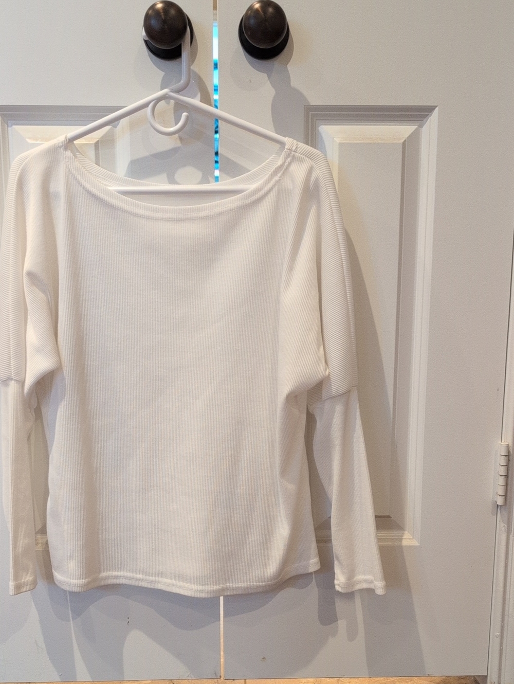 Classic White Long-Sleeve Ribbed Top